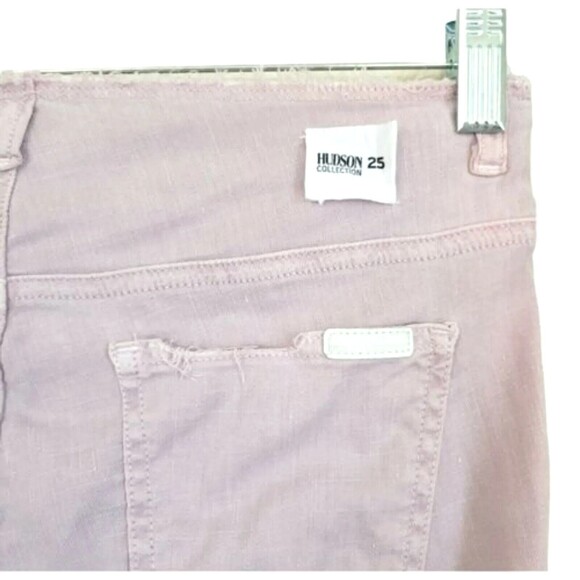 HUDSON LINEN BLEND Pants Women's Size 25 COLLECTION Raw WAISTBAND FLARE LEG - Picture 4 of 13